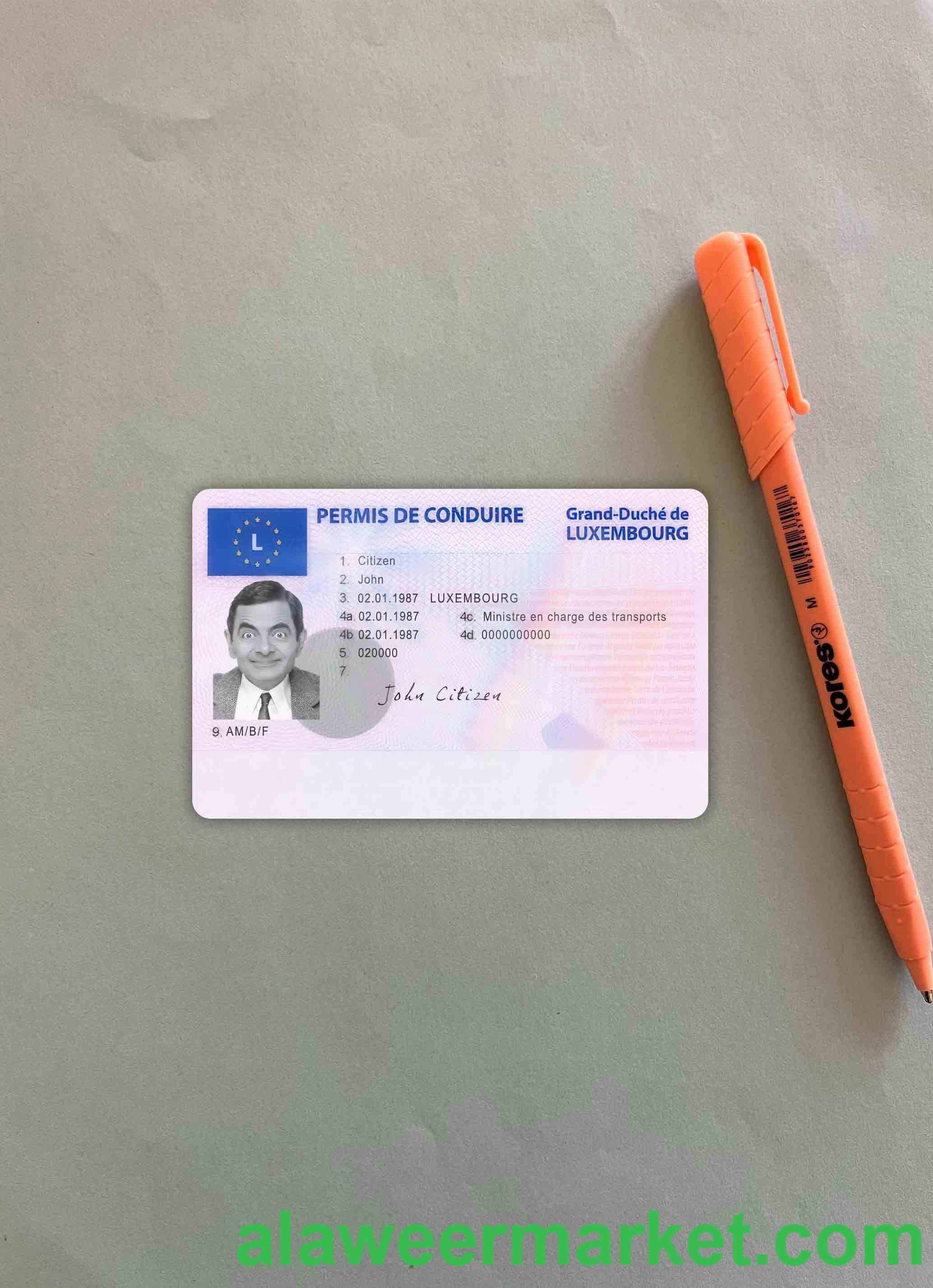 Luxembourg driving license photolook FRONT